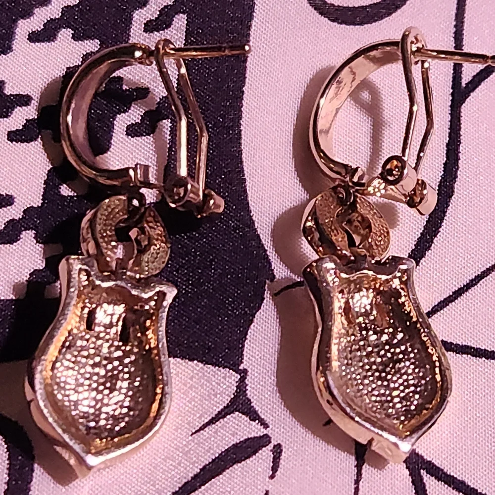 DIOR 🔥RARE🔥 Designed By John Galiano Gold Buckle design✨️ Pavé Earrings 🔥 - Picture 5 of 9